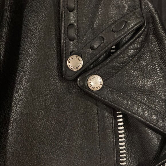 Vintage 1980s Wolff of Canada Motorcycle Biker Laced Leather Jacket Sz 48 Large - Picture 7 of 12